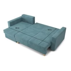 Canapé D'angle KRISTI Convertible Velours Côtelé Bleu Clair 4 Places -Meuble Déco Soldes canape angle kristi convertible velours cotele bleu clair 4 places 9