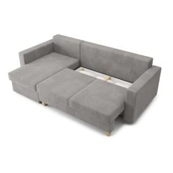 Canapé D'angle KRISTI Convertible Velours Côtelé Gris Clair 4 Places 14 Canapé D'angle KRISTI Convertible Velours Côtelé Gris Clair 4 Places -Meuble Déco Soldes canape angle kristi convertible velours cotele gris claire 4 places 4