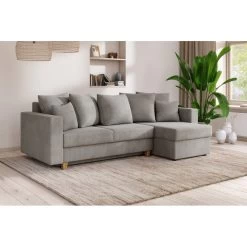 Canapé D'angle KRISTI Convertible Velours Côtelé Gris Clair 4 Places 17 Canapé D'angle KRISTI Convertible Velours Côtelé Gris Clair 4 Places -Meuble Déco Soldes canape angle kristi convertible velours cotele gris claire 4 places 7