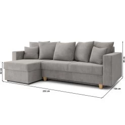 Canapé D'angle KRISTI Convertible Velours Côtelé Gris Clair 4 Places 18 Canapé D'angle KRISTI Convertible Velours Côtelé Gris Clair 4 Places -Meuble Déco Soldes canape angle kristi convertible velours cotele gris claire 4 places 8