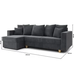 Canapé D'angle KRISTI Convertible Velours Côtelé Gris Souris 4 Places -Meuble Déco Soldes canape angle kristi convertible velours cotele gris souris 4 places 8