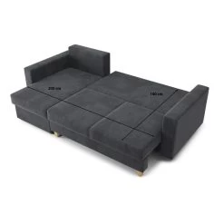 Canapé D'angle KRISTI Convertible Velours Côtelé Gris Souris 4 Places -Meuble Déco Soldes canape angle kristi convertible velours cotele gris souris 4 places 9