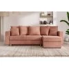 Canapé D'angle KRISTI Convertible Velours Côtelé Rose 4 Places