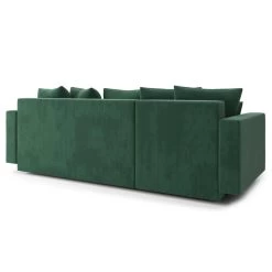 Canapé D'angle KRISTI Convertible Velours Côtelé Vert 4 Places -Meuble Déco Soldes canape angle kristi convertible velours cotele vert 4 places 5
