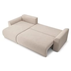 Canapé D'angle NOVA Convertible Tissu Beige 4 Places -Meuble Déco Soldes canape angle nova convertible tissu beige 4 places 3