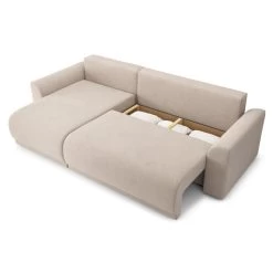 Canapé D'angle NOVA Convertible Tissu Beige 4 Places -Meuble Déco Soldes canape angle nova convertible tissu beige 4 places 4
