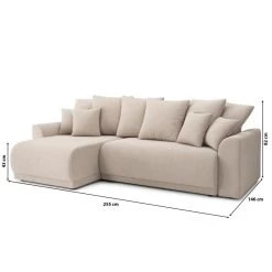 Canapé D'angle NOVA Convertible Tissu Beige 4 Places -Meuble Déco Soldes canape angle nova convertible tissu beige 4 places 9