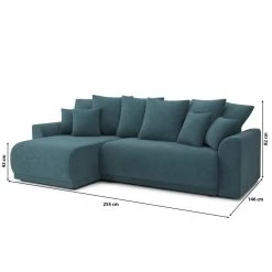 Canapé D'angle NOVA Convertible Tissu Bleu Paon 4 Places 19 Canapé D'angle NOVA Convertible Tissu Bleu Paon 4 Places -Meuble Déco Soldes canape angle nova convertible tissu bleu paon 4 places 9
