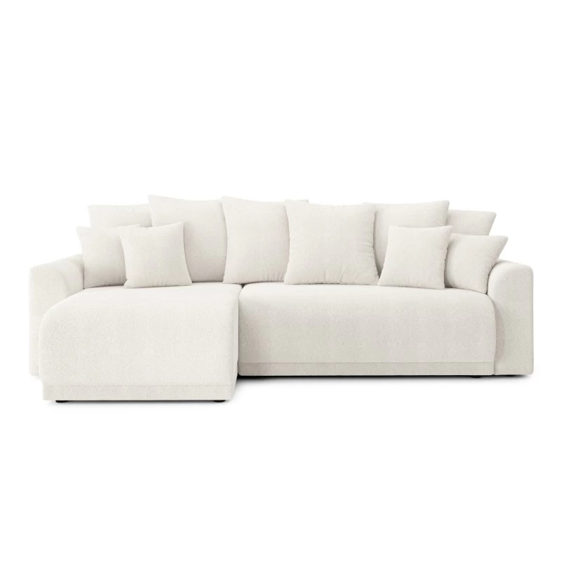 Canapé D'angle NOVA Convertible Tissu Bouclette Blanc 4 Places 2 Canapé D'angle NOVA Convertible Tissu Bouclette Blanc 4 Places – Image 2