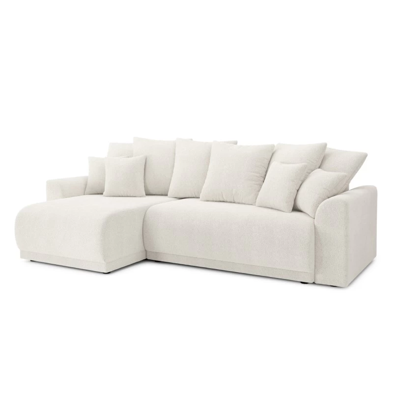 Canapé D'angle NOVA Convertible Tissu Bouclette Blanc 4 Places 3 Canapé D'angle NOVA Convertible Tissu Bouclette Blanc 4 Places – Image 3