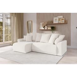 Canapé D'angle NOVA Convertible Tissu Bouclette Blanc 4 Places 18 Canapé D'angle NOVA Convertible Tissu Bouclette Blanc 4 Places -Meuble Déco Soldes canape angle nova convertible tissu bouclette blanc 4 places 7