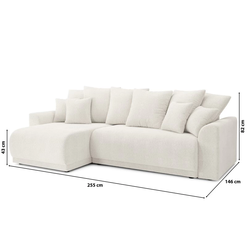 Canapé D'angle NOVA Convertible Tissu Bouclette Blanc 4 Places 10 Canapé D'angle NOVA Convertible Tissu Bouclette Blanc 4 Places – Image 10