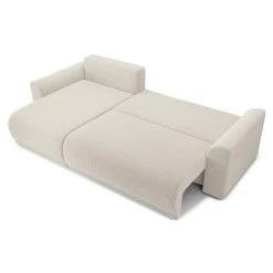 Canapé D'angle NOVA Convertible Velours Côtelé Beige 4 Places -Meuble Déco Soldes canape angle nova convertible velours cotele beige 4 places 3