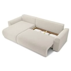Canapé D'angle NOVA Convertible Velours Côtelé Beige 4 Places -Meuble Déco Soldes canape angle nova convertible velours cotele beige 4 places 4