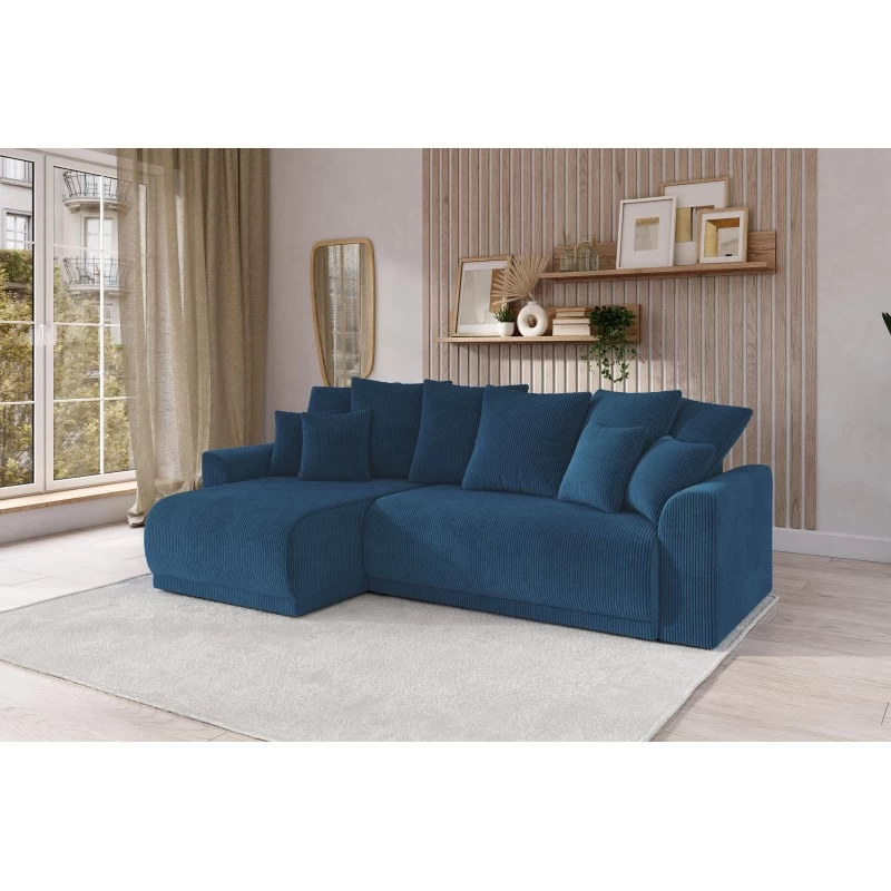 Canapé D'angle NOVA Convertible Velours Côtelé Bleu Cobalt 4 Places 8 Canapé D'angle NOVA Convertible Velours Côtelé Bleu Cobalt 4 Places – Image 8