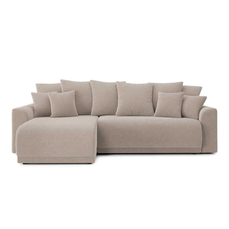 Canapé D'angle NOVA Convertible Velours Côtelé Grège 4 Places 2 Canapé D'angle NOVA Convertible Velours Côtelé Grège 4 Places – Image 2