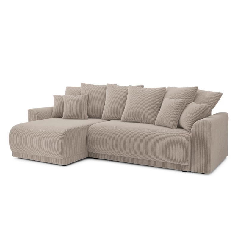Canapé D'angle NOVA Convertible Velours Côtelé Grège 4 Places 3 Canapé D'angle NOVA Convertible Velours Côtelé Grège 4 Places – Image 3