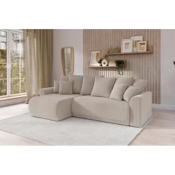 Canapé D'angle NOVA Convertible Velours Côtelé Grège 4 Places 17 Canapé D'angle NOVA Convertible Velours Côtelé Grège 4 Places -Meuble Déco Soldes canape angle nova convertible velours cotele grege 4 places 7