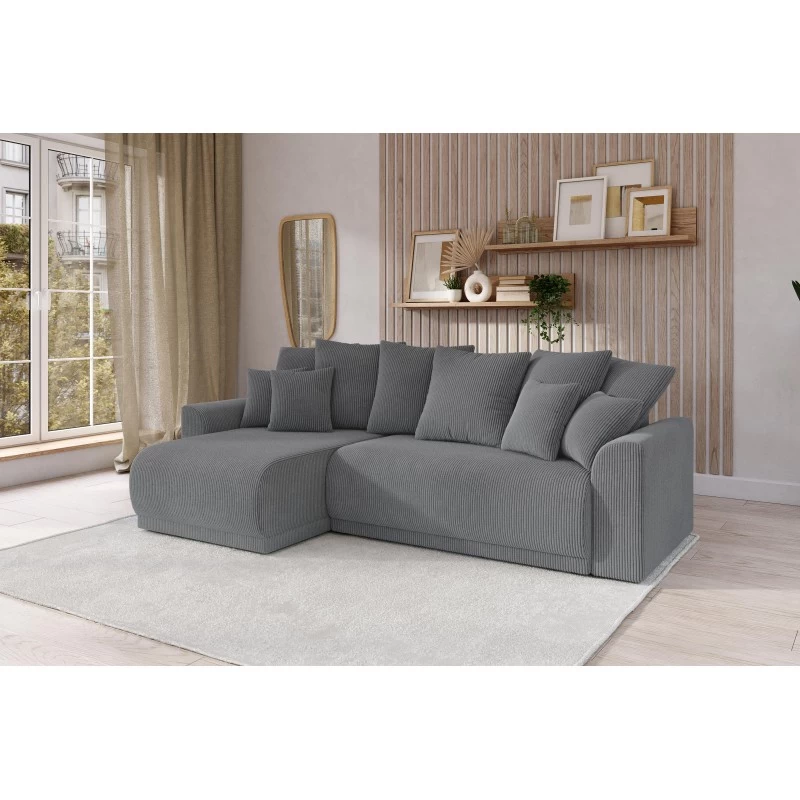 Canapé D'angle NOVA Convertible Velours Côtelé Gris Souris 4 Places 8 Canapé D'angle NOVA Convertible Velours Côtelé Gris Souris 4 Places – Image 8