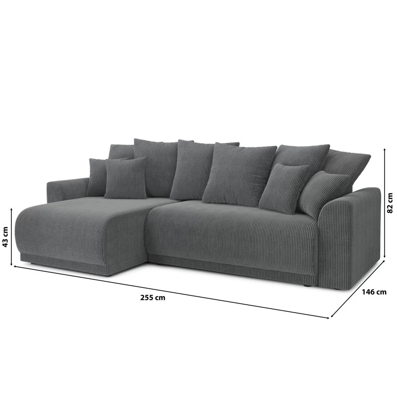 Canapé D'angle NOVA Convertible Velours Côtelé Gris Souris 4 Places 10 Canapé D'angle NOVA Convertible Velours Côtelé Gris Souris 4 Places – Image 10