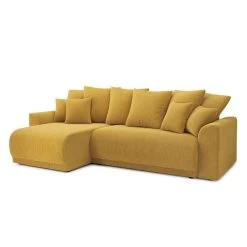 Canapé D'angle NOVA Convertible Velours Côtelé Jaune 4 Places -Meuble Déco Soldes canape angle nova convertible velours cotele jaune 4 places 2