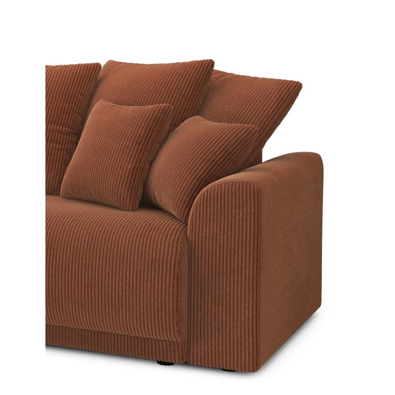 Canapé D'angle NOVA Convertible Velours Côtelé Terracotta 4 Places 7 Canapé D'angle NOVA Convertible Velours Côtelé Terracotta 4 Places – Image 7