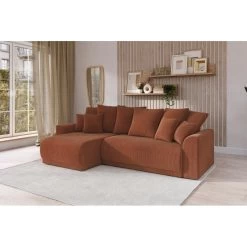 Canapé D'angle NOVA Convertible Velours Côtelé Terracotta 4 Places 18 Canapé D'angle NOVA Convertible Velours Côtelé Terracotta 4 Places -Meuble Déco Soldes canape angle nova convertible velours cotele terracotta 4 places 8