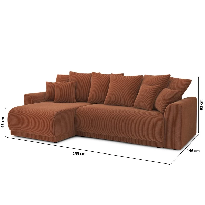 Canapé D'angle NOVA Convertible Velours Côtelé Terracotta 4 Places 10 Canapé D'angle NOVA Convertible Velours Côtelé Terracotta 4 Places – Image 10