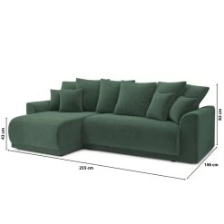 Canapé D'angle NOVA Convertible Velours Côtelé Vert 4 Places -Meuble Déco Soldes canape angle nova convertible velours cotele vert 4 places 9
