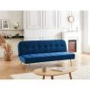 Banquette AROMA En Velours Bleu 3 Places Convertible