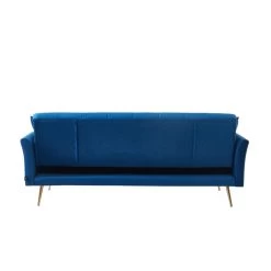 Canapé AROMA Droit Et Convertible En Velours Bleu -Meuble Déco Soldes canape aroma velours bleu droit 7