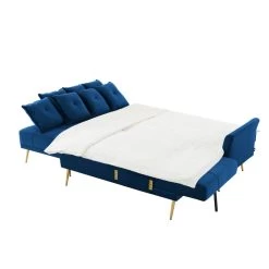 Canapé AROMA En Velours Bleu Version Panoramique -Meuble Déco Soldes canape aroma velours bleu forme en u 5