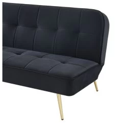 Banquette AROMA En Velours Noir 3 Places Convertible -Meuble Déco Soldes canape aroma velours noir banquette 2