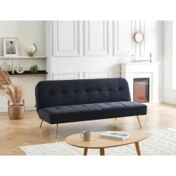 Banquette AROMA En Velours Noir 3 Places Convertible