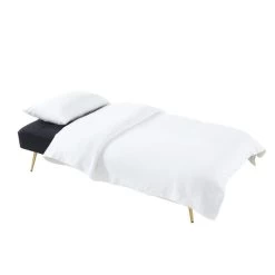 Banquette AROMA En Velours Noir 3 Places Convertible -Meuble Déco Soldes canape aroma velours noir banquette 3