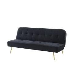 Banquette AROMA En Velours Noir 3 Places Convertible -Meuble Déco Soldes canape aroma velours noir banquette 5