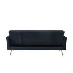 Canapé AROMA Droit Et Convertible En Velours Noir -Meuble Déco Soldes canape aroma velours noir droit 7