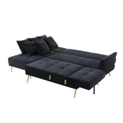 Canapé AROMA En Velours Noir Version Panoramique -Meuble Déco Soldes canape aroma velours noir forme en u 5