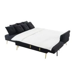 Canapé AROMA En Velours Noir Version Panoramique -Meuble Déco Soldes canape aroma velours noir forme en u 6