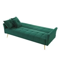 Canapé AROMA Droit Et Convertible En Velours Vert -Meuble Déco Soldes canape aroma velours vert droit 3