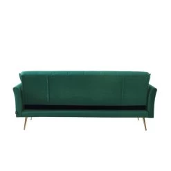 Canapé AROMA Droit Et Convertible En Velours Vert -Meuble Déco Soldes canape aroma velours vert droit 6