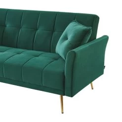 Canapé AROMA Droit Et Convertible En Velours Vert -Meuble Déco Soldes canape aroma velours vert droit 7