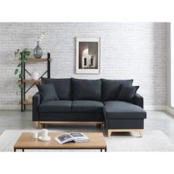 Canapé D'angle BOSTON Convertible Tissu Anthracite