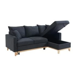 Canapé D'angle BOSTON Convertible Tissu Anthracite -Meuble Déco Soldes canape boston tissu anthracite angle convertible 4