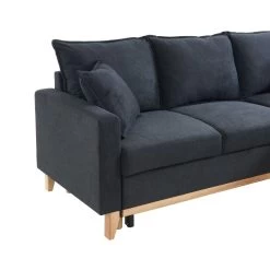 Canapé D'angle BOSTON Convertible Tissu Anthracite -Meuble Déco Soldes canape boston tissu anthracite angle convertible 5