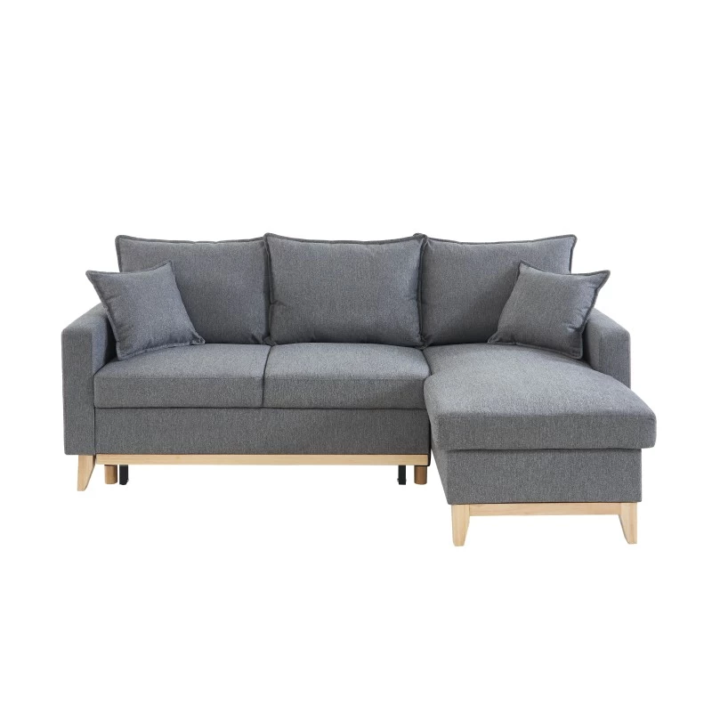 Canapé D'angle BOSTON Convertible Tissu Gris Chiné 2 Canapé D'angle BOSTON Convertible Tissu Gris Chiné – Image 2