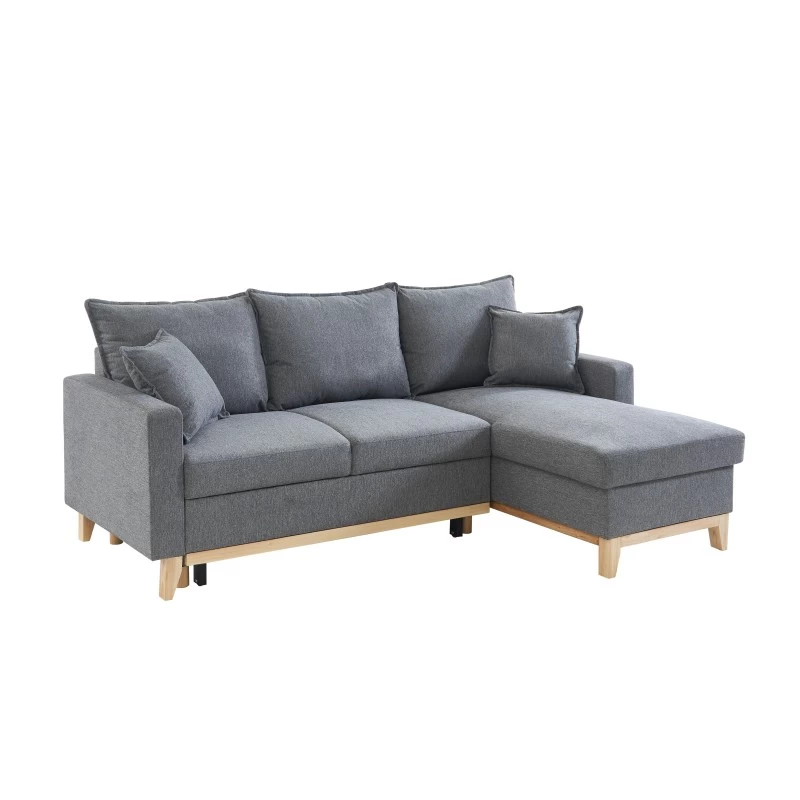 Canapé D'angle BOSTON Convertible Tissu Gris Chiné 3 Canapé D'angle BOSTON Convertible Tissu Gris Chiné – Image 3