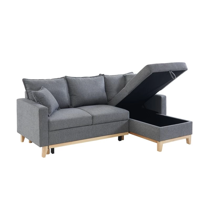 Canapé D'angle BOSTON Convertible Tissu Gris Chiné 5 Canapé D'angle BOSTON Convertible Tissu Gris Chiné – Image 5