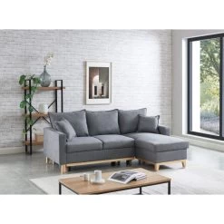 Canapé D'angle BOSTON Convertible Tissu Gris Chiné 15 Canapé D'angle BOSTON Convertible Tissu Gris Chiné -Meuble Déco Soldes canape boston tissu gris chine angle convertible 7