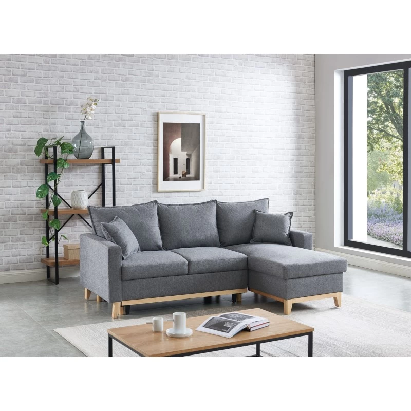 Canapé D'angle BOSTON Convertible Tissu Gris Chiné 8 Canapé D'angle BOSTON Convertible Tissu Gris Chiné – Image 8